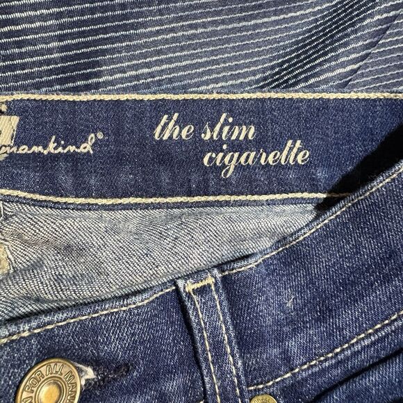 7 For All Mankind Womens  24 The Slim Cigarette Jeans Mid Rise Waist Y2K Boho - Picture 6 of 12
